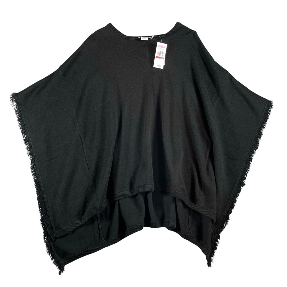 Vineyard Vines NWT Women’s Fringe‎ Sweater Poncho Jet Black Size XS/S